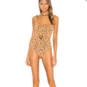 HUNZA G One-piece Swimsuit In Metallic Copper Leopard